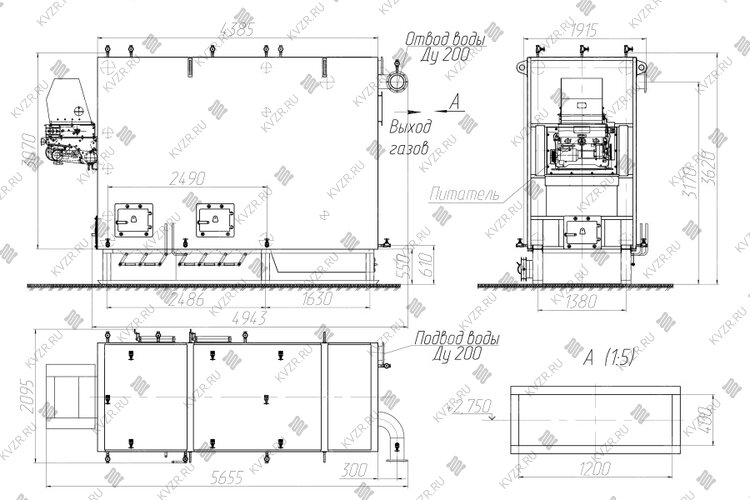 Котел КВм 0.5 с РПК чертеж